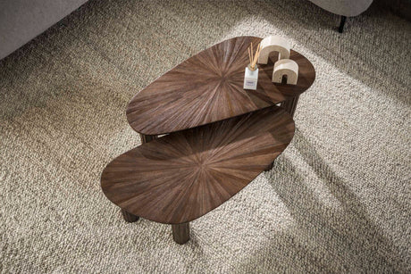 KAWOLA Couchtisch INKA Set 2-tlg. Teakholz braun nierenförmig