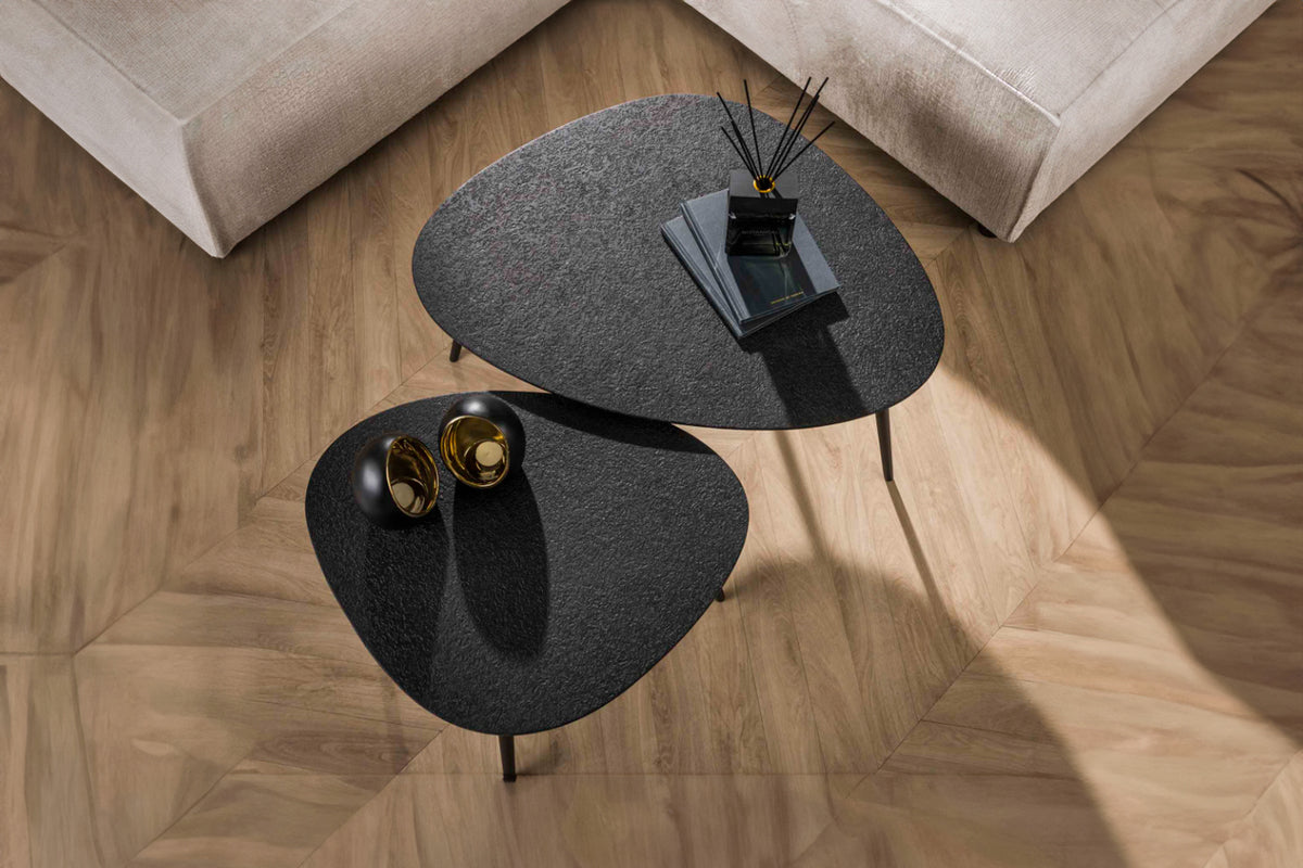 KAWOLA Couchtisch LAUCA Set 2-tlg. Metall schwarz dreieckig