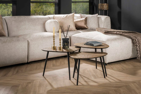 KAWOLA Couchtisch LAUCA Set 3-tlg. Metall bronze dreieckig