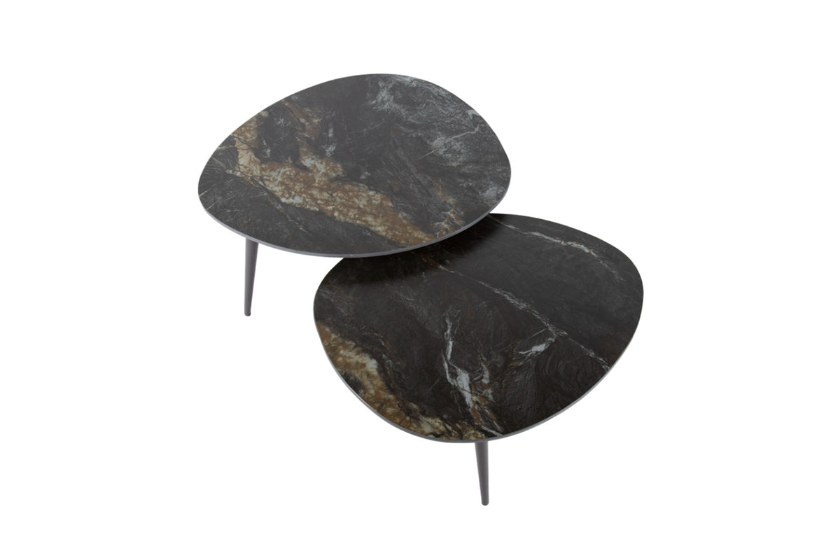 KAWOLA Couchtisch PONTE Set 2-tlg. Keramik schwarz oval