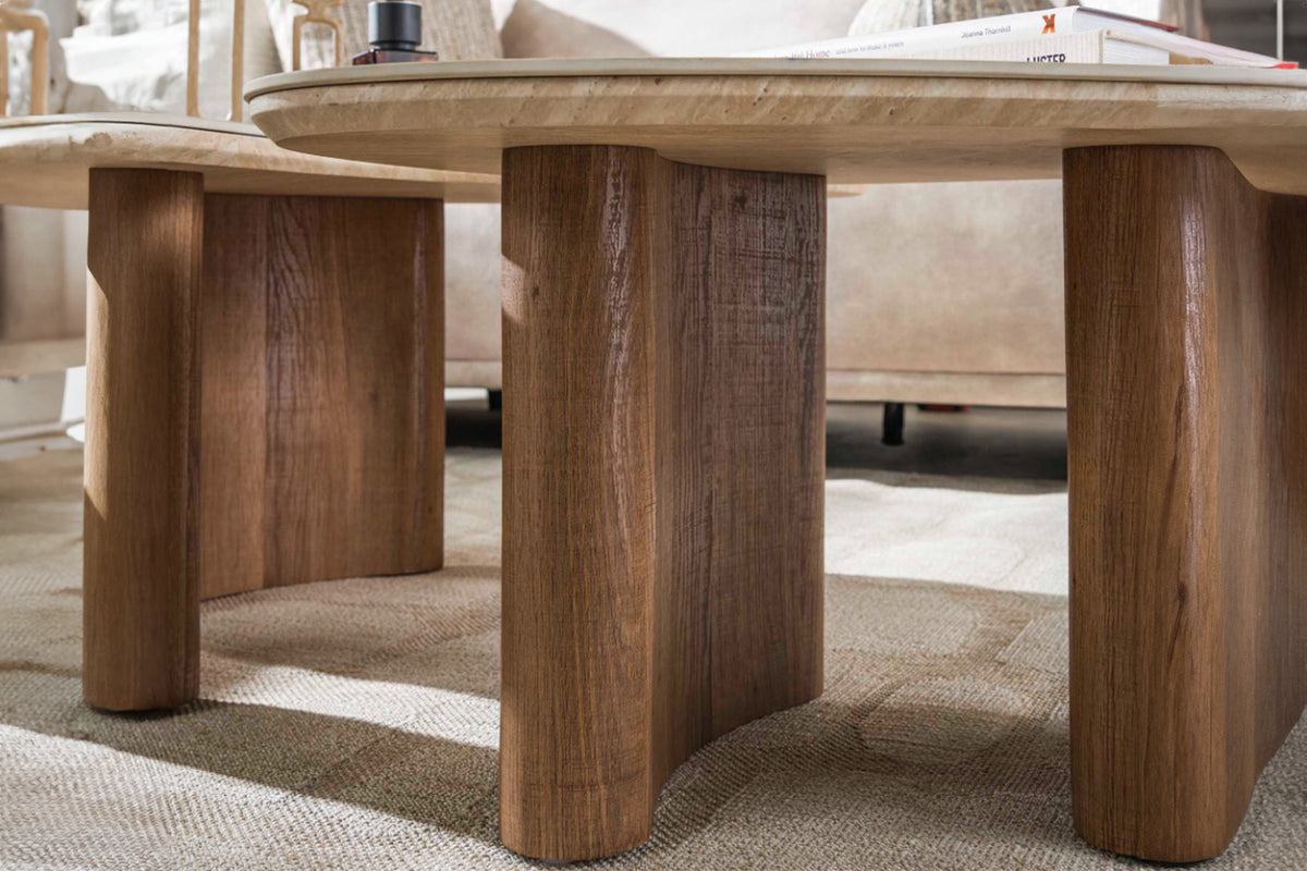 KAWOLA Couchtisch PRETO Set 2-tlg. Keramik weiß