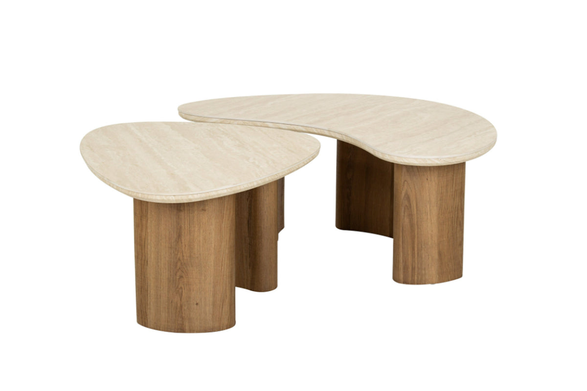 KAWOLA Couchtisch PRETO Set 2-tlg. Keramik weiß