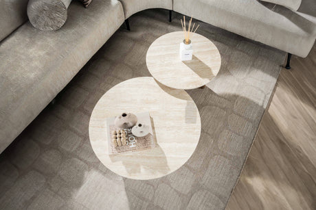 KAWOLA Couchtisch PRETO Set 2-tlg. Keramik weiß rund