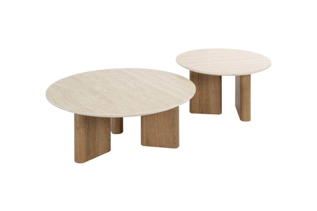 KAWOLA Couchtisch PRETO Set 2-tlg. Keramik weiß rund