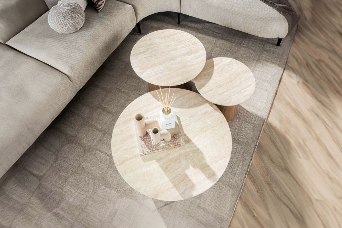 KAWOLA Couchtisch PRETO Set 3-tlg. Keramik weiß