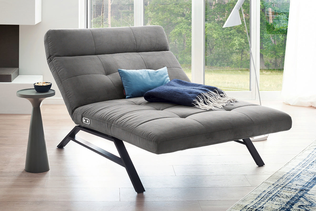 KAWOLA Doppelliege AMERIVA Relaxliege Maxi Velvet grau, Schwarz