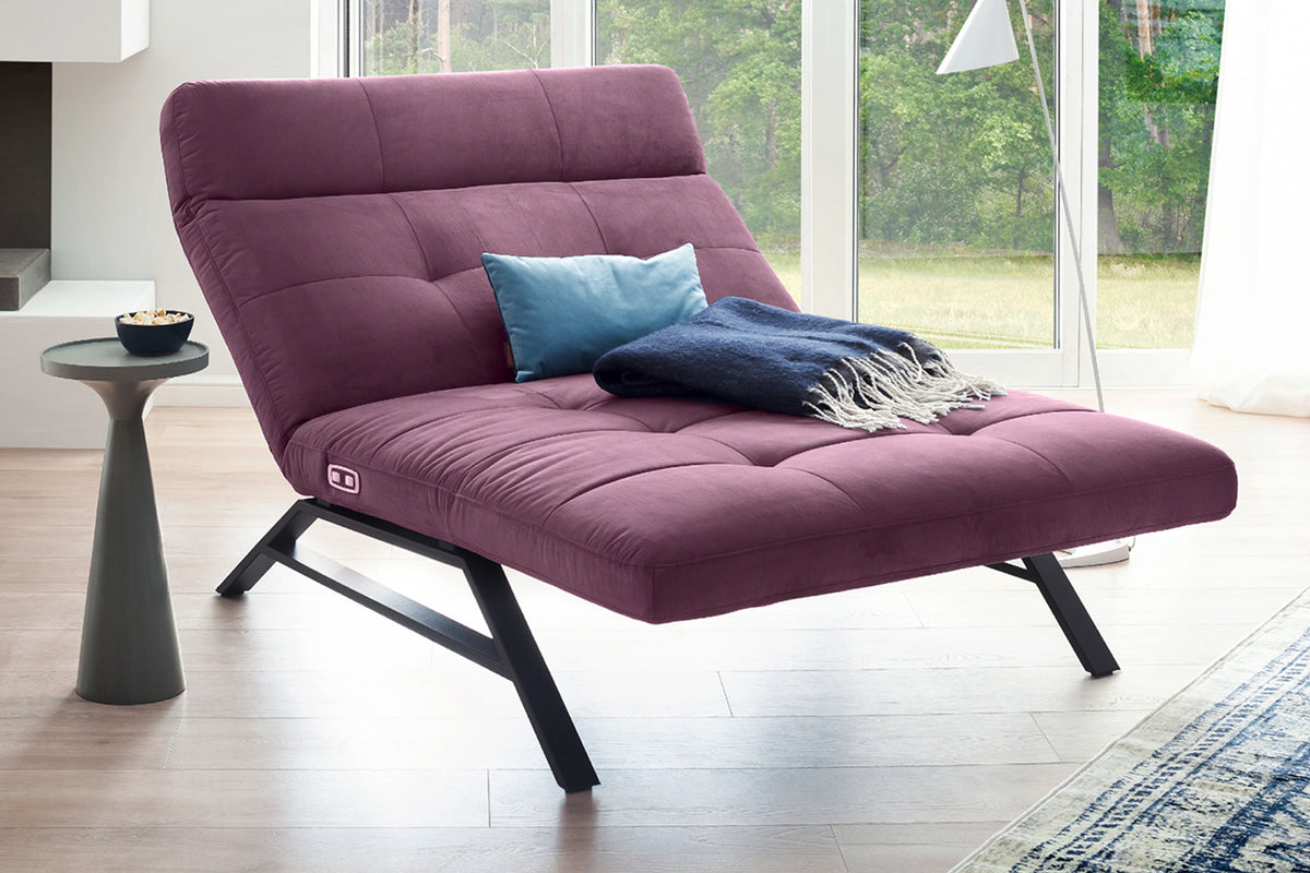 KAWOLA Doppelliege AMERIVA Relaxliege Maxi Velvet purple, Schwarz
