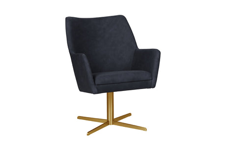 KAWOLA Drehsessel JELIA Sessel Leder blau versch. Fußfarben, Messing