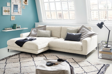 KAWOLA Ecksofa CARA Sofa Cord cremeweiß, Links