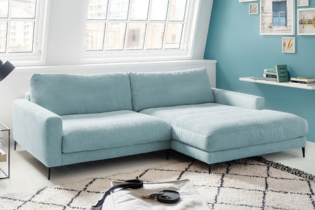 KAWOLA Ecksofa CARA Sofa Cord hellblau