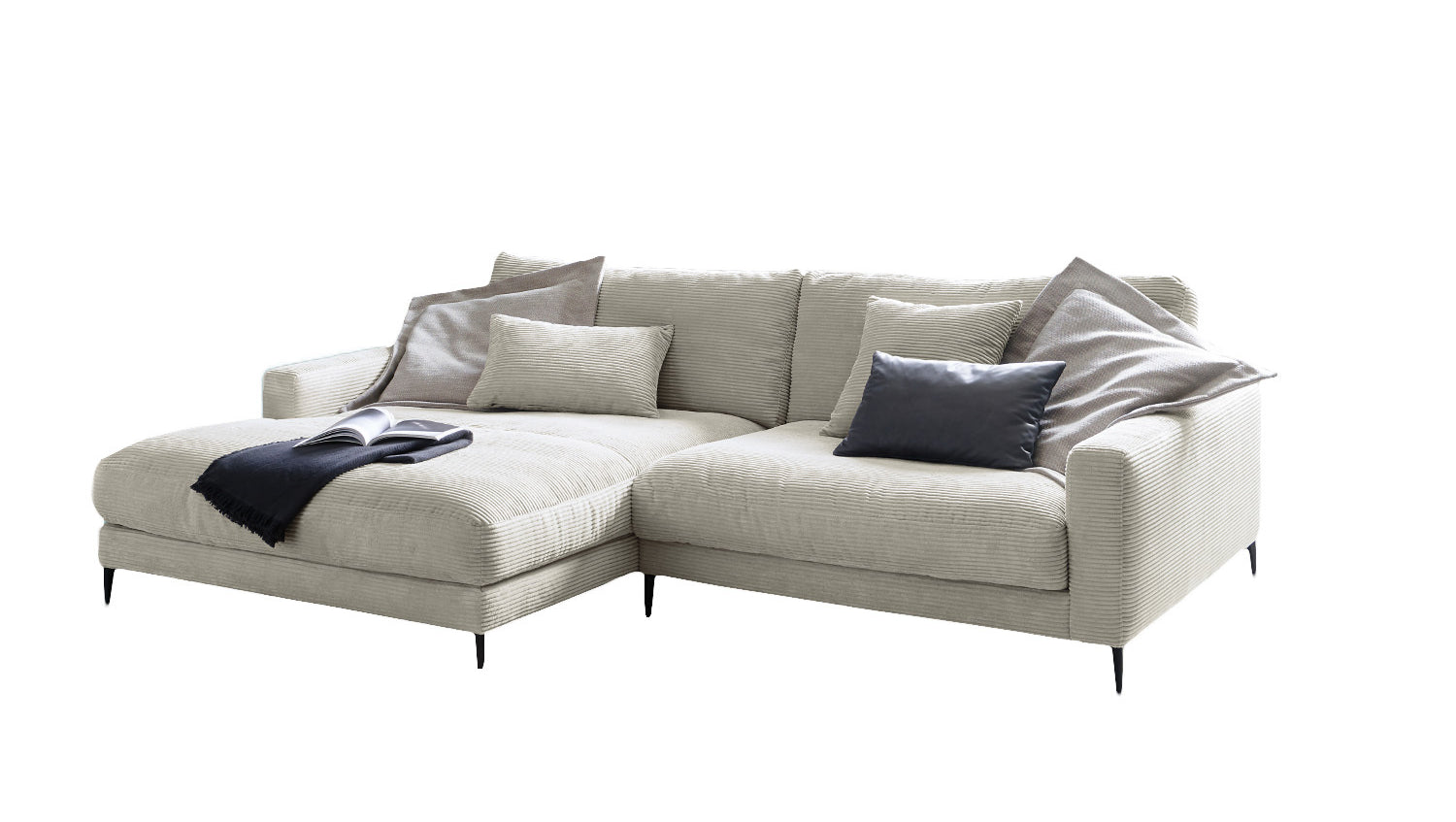 KAWOLA Ecksofa CARA Sofa Cord hellgrau