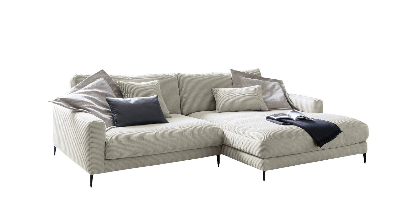 KAWOLA Ecksofa CARA Sofa Cord hellgrau