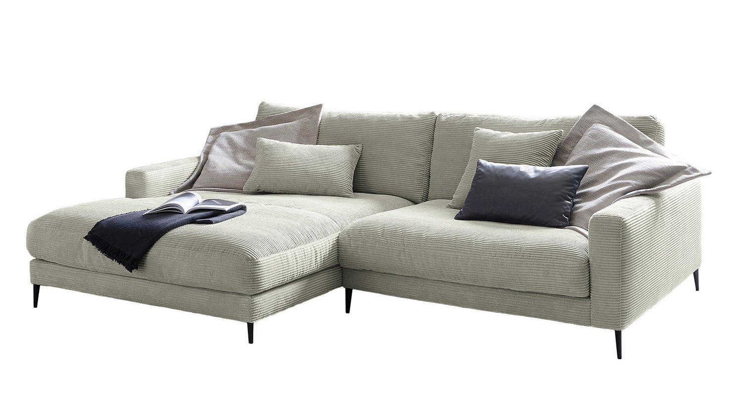 KAWOLA Ecksofa CARA Sofa Cord steingrau
