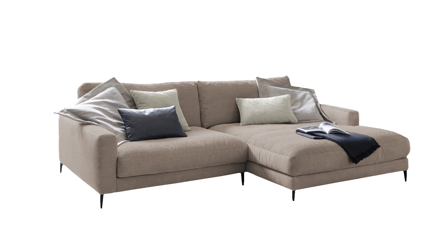 KAWOLA Ecksofa CARA Sofa Cord taupe