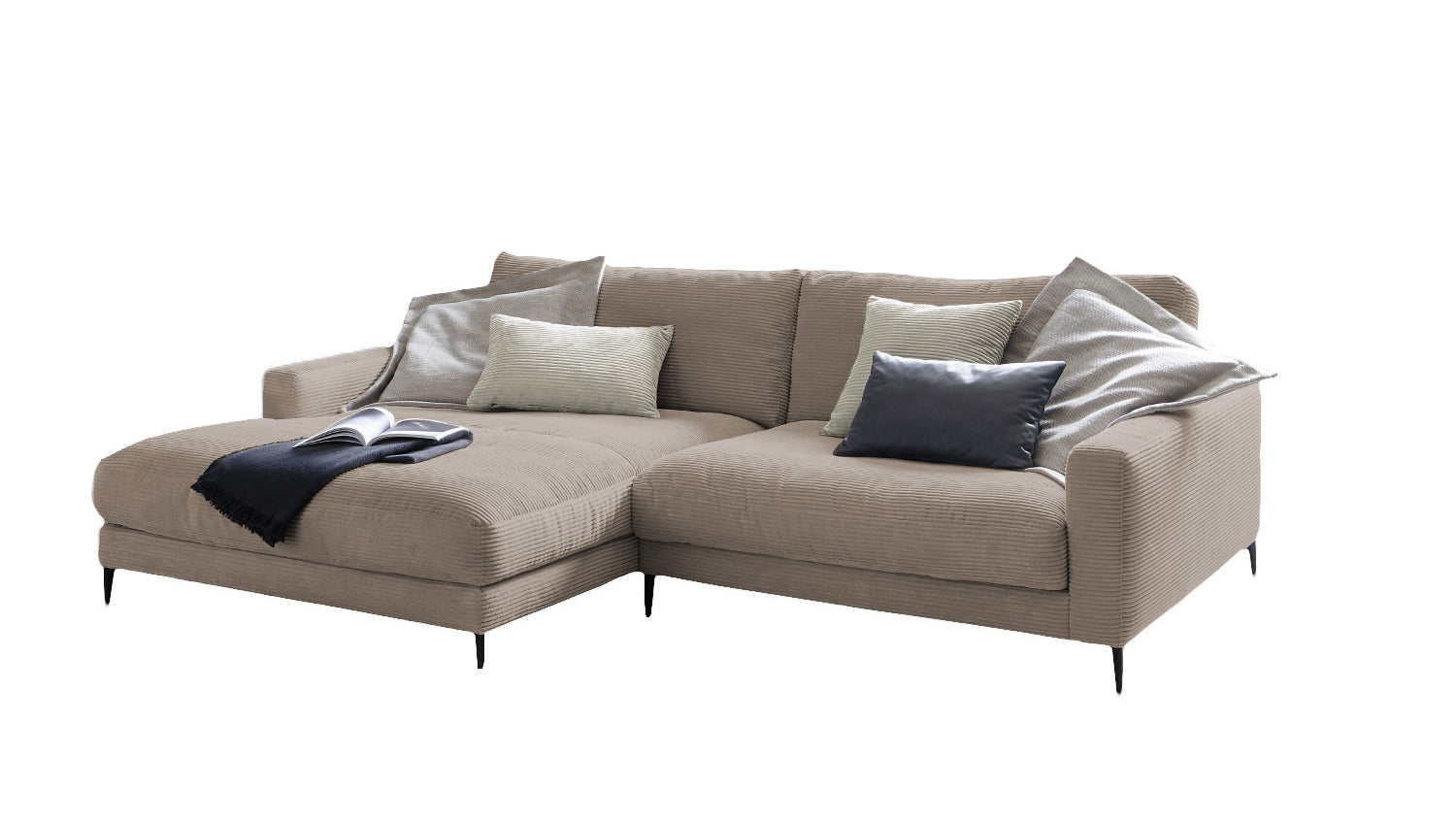 KAWOLA Ecksofa CARA Sofa Cord taupe