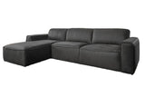 KAWOLA Ecksofa EXTRA Sofa Leder grau Recamiere links groß mit manueller Sitztiefenverstellung