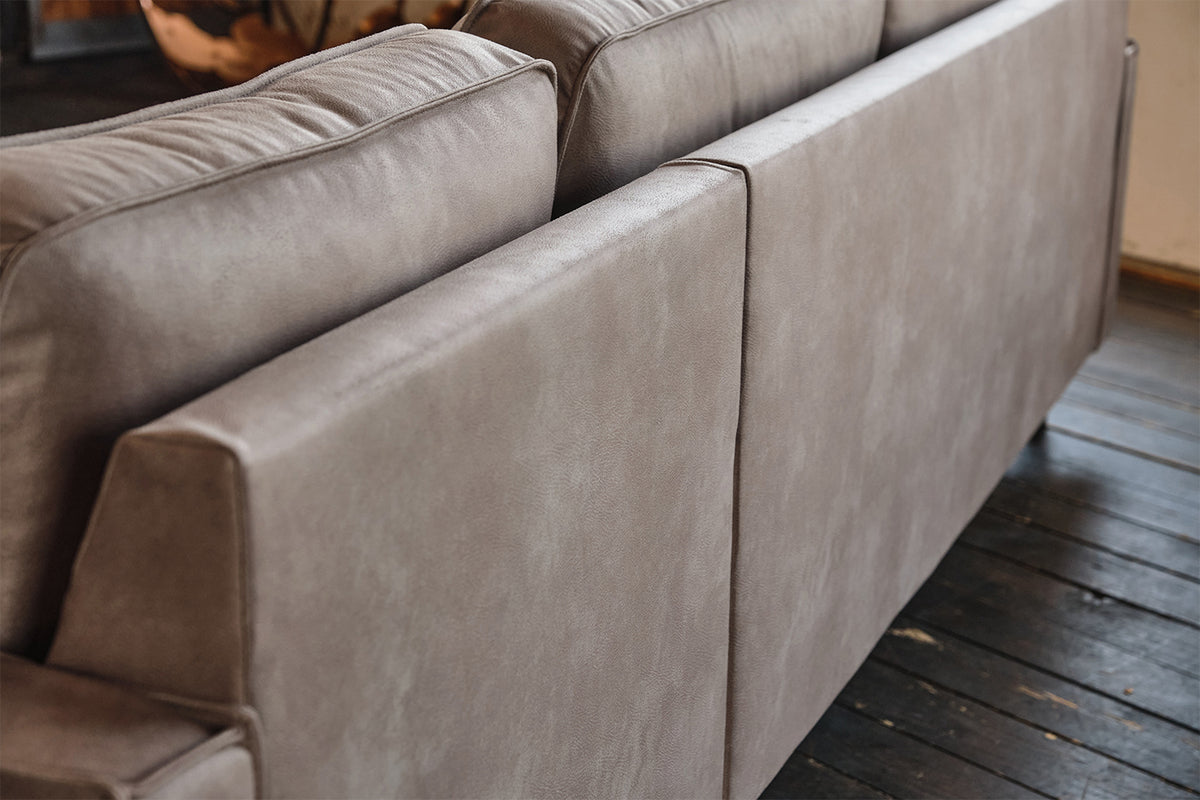 KAWOLA Ecksofa VILNIUS 3-Sitzer mit Longchair Lederfaserstoff anthrazit