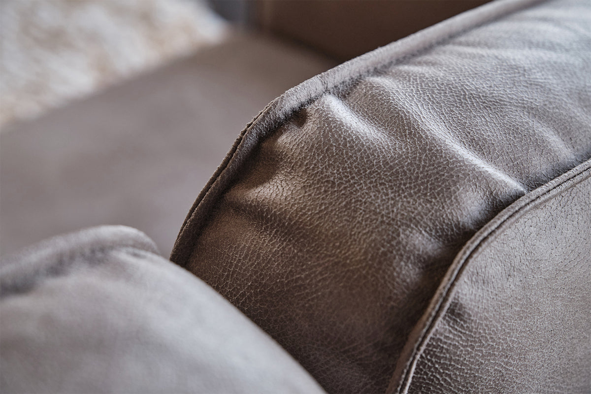 KAWOLA Ecksofa VILNIUS 3-Sitzer mit Longchair Lederfaserstoff anthrazit