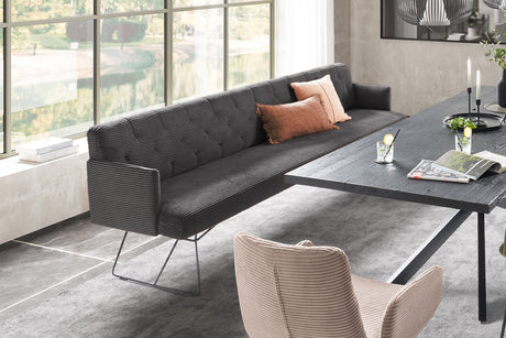 KAWOLA Esszimmerbank CHARME Cord grau, 3-Sitzer