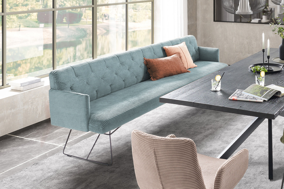 KAWOLA Esszimmerbank CHARME Cord hellblau, 3-Sitzer