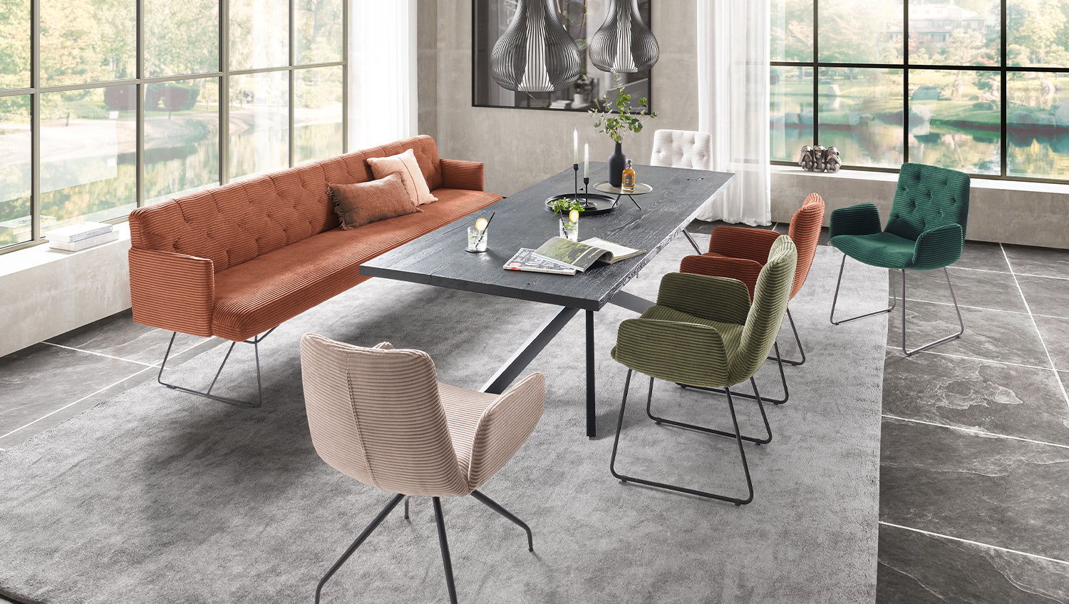KAWOLA Esszimmerbank CHARME Cord rost