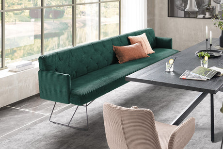KAWOLA Esszimmerbank CHARME Cord smaragd, 3.5-Sitzer