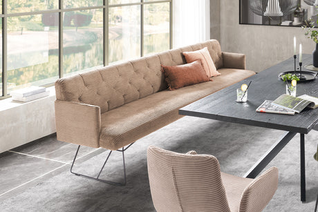 KAWOLA Esszimmerbank CHARME Cord taupe, 4-Sitzer