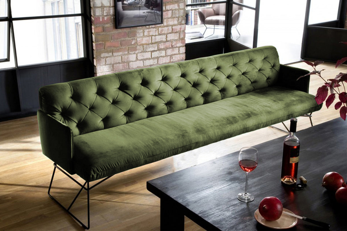 KAWOLA Esszimmerbank CHARME Velvet oliv, 3-Sitzer