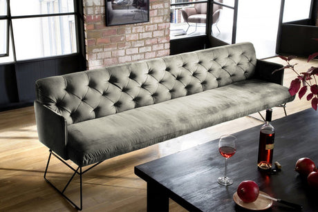 KAWOLA Esszimmerbank CHARME Velvet silber, 5-Sitzer