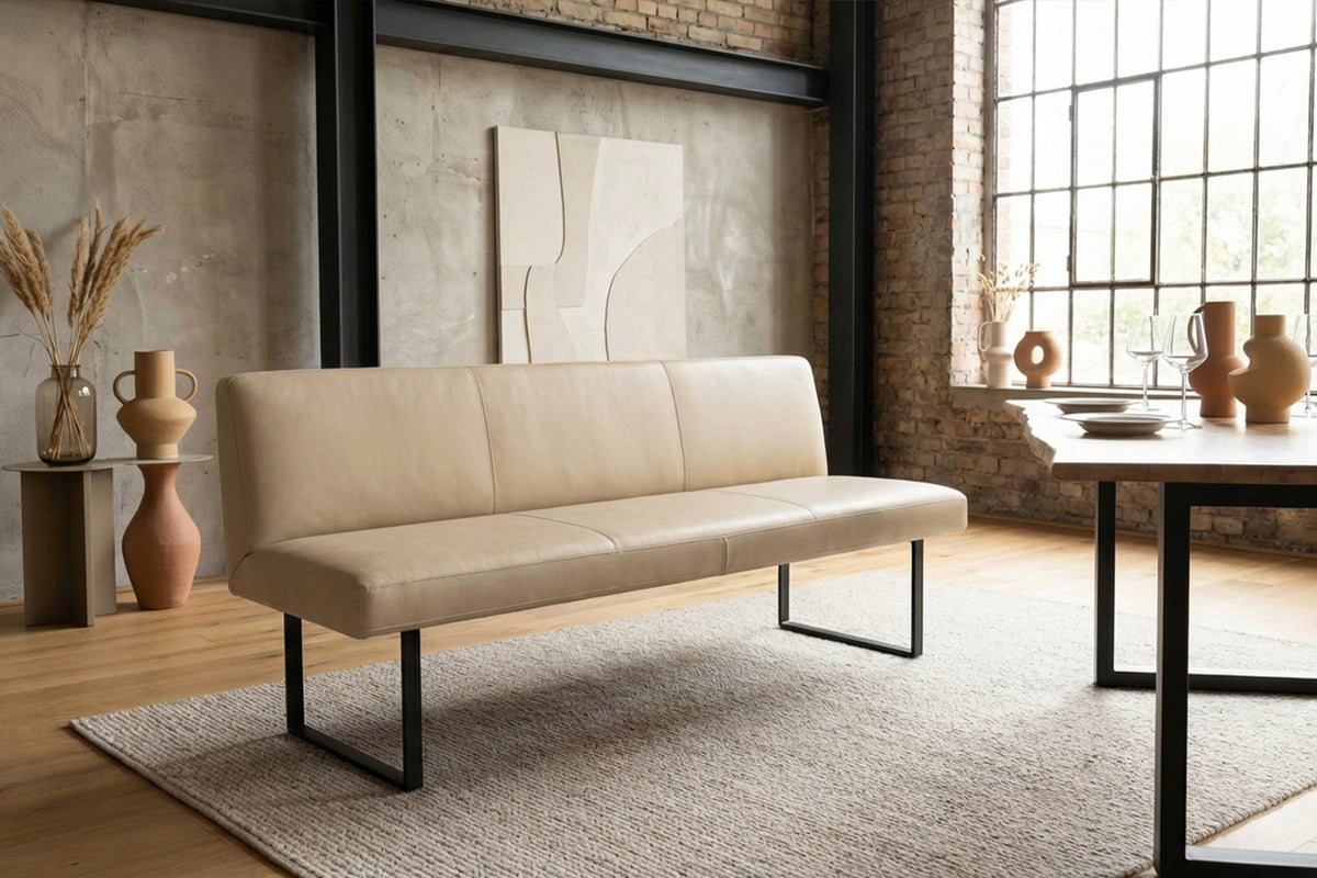 KAWOLA Esszimmerbank ELEEN Leder beige, 3-Sitzer, 243 x 69