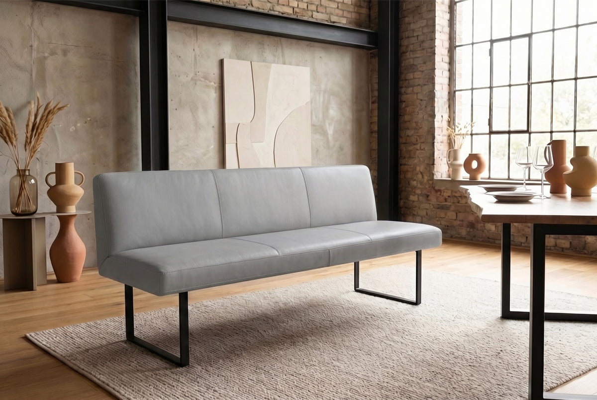 KAWOLA Esszimmerbank ELEEN Leder hellgrau, 3-Sitzer, 243 x 69