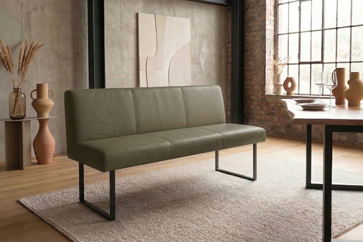 KAWOLA Esszimmerbank ELEEN Leder olivgrün, 2-Sitzer, 123 x 69