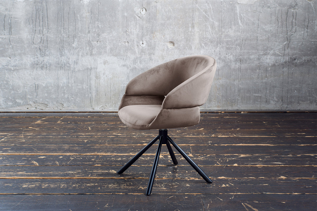 KAWOLA Esszimmerstuhl LARA Drehstuhl Velvet taupe