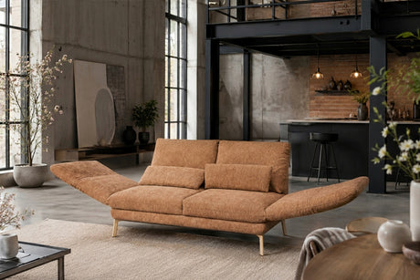 KAWOLA Funktionssofa HOLLY 2-Sitzer Stoff cognac