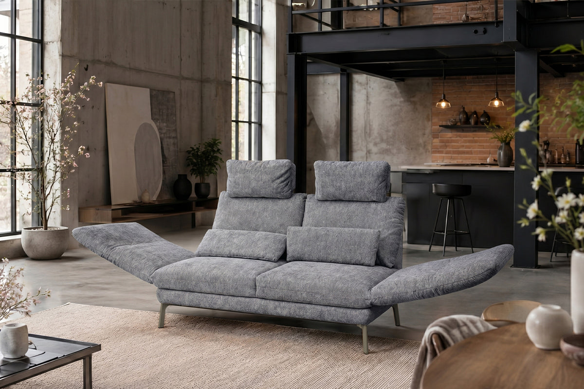 KAWOLA Funktionssofa HOLLY 2-Sitzer Stoff grau