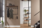 KAWOLA Garderobe ADELIA Nussbaum Metall Hutablage 12 Haken grau