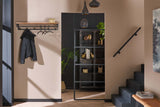 KAWOLA Garderobe ELIARA Akazie Metall Hutablage 6 Haken schwarz