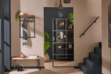 KAWOLA Garderobe ELIARA Akazie Metall Hutablage 8 Haken schwarz