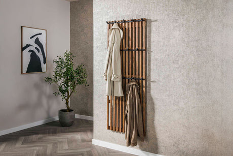 KAWOLA Garderobe JACINTA Mangoholz Metall 14 Haken braun