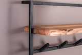 KAWOLA Garderobe RAICA Akazie Metall Hutablage 12 Haken schwarz