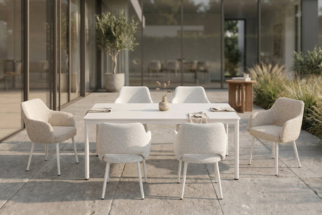 KAWOLA Gartenmöbel Set AMUR 7-tlg. Aluminium cremefarben