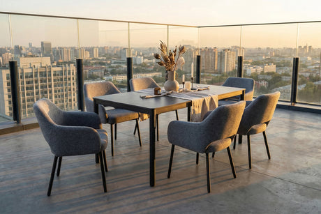 KAWOLA Gartenmöbel Set AMUR 7-tlg. Aluminium grau