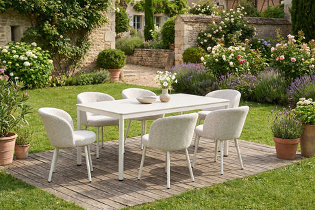 KAWOLA Gartenmöbel Set INDUS 7-tlg. Aluminium cremefarben