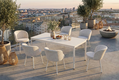 KAWOLA Gartenmöbel Set INDUS 7-tlg. Aluminium cremefarben