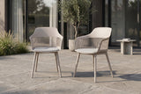 KAWOLA Gartenstuhl ALTEA Outdoor Kunststoff beige mit Kissen