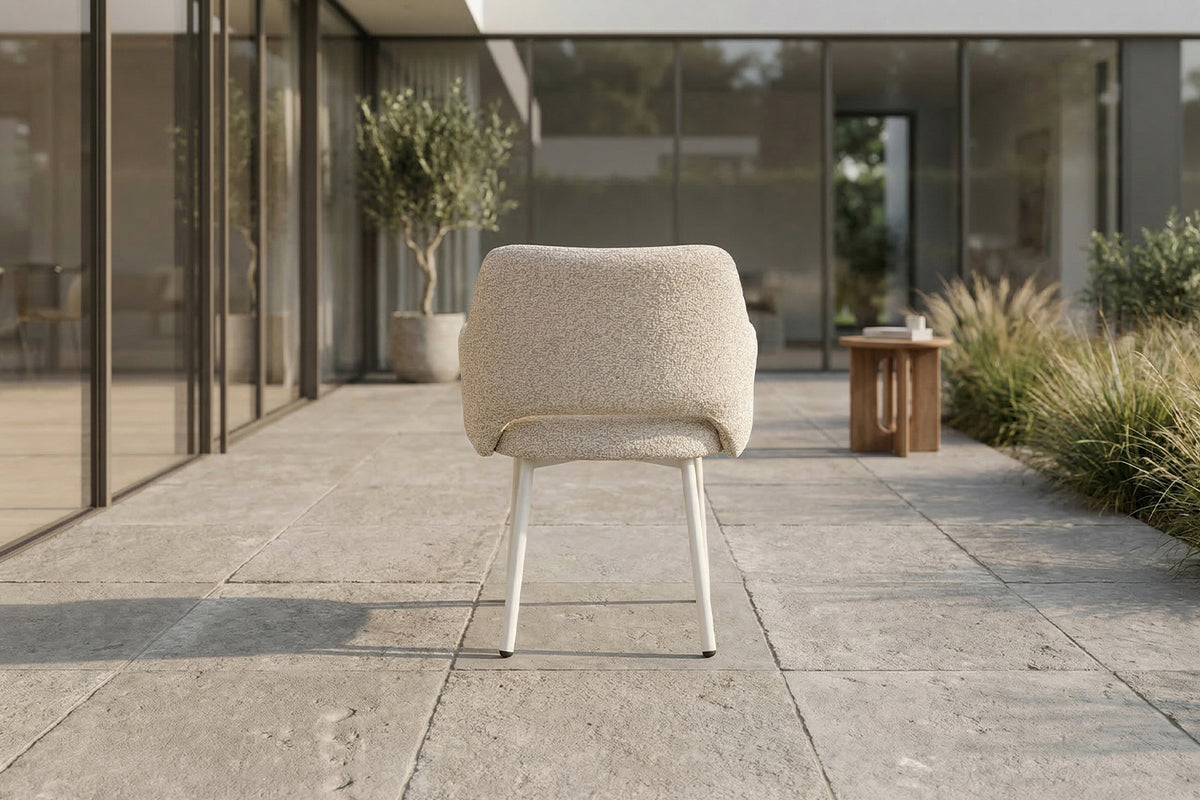 KAWOLA Gartenstuhl AMUR Outdoor Stoff cremefarben