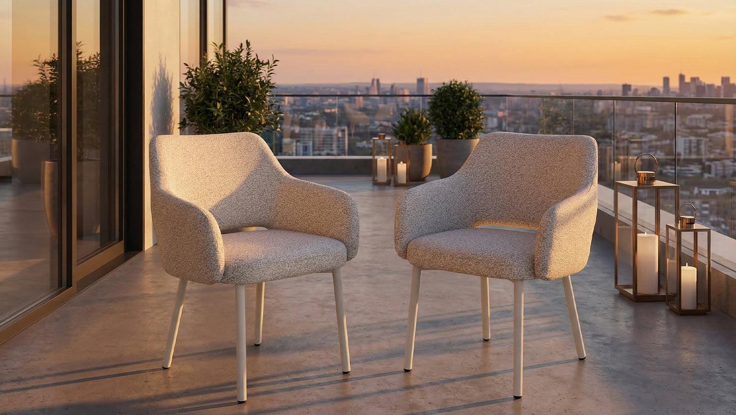 KAWOLA Gartenstuhl AMUR Outdoor Stoff cremefarben