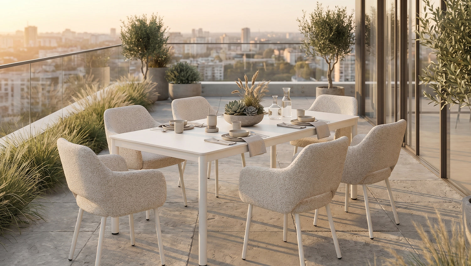 KAWOLA Gartenstuhl AMUR Outdoor Stoff cremefarben