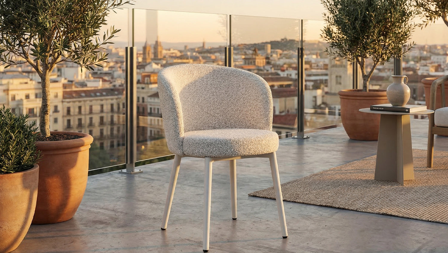 KAWOLA Gartenstuhl INDUS Outdoor Stoff cremefarben