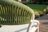 KAWOLA Gartenstuhl KISO Outdoor weiß mit Kissen Rückenlehne Rope grün
